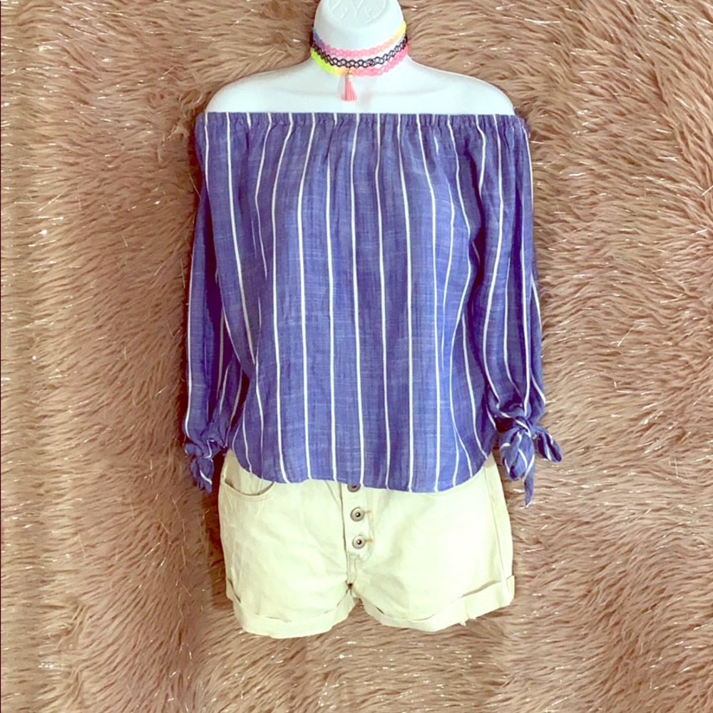 Blue and white  striped top